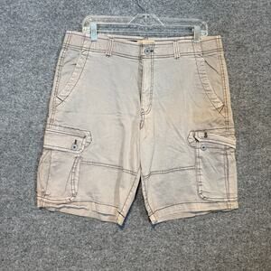 Iron Co Shorts Mens 36 Gray Cargo Pockets Faded Wash Performance Stretch‎